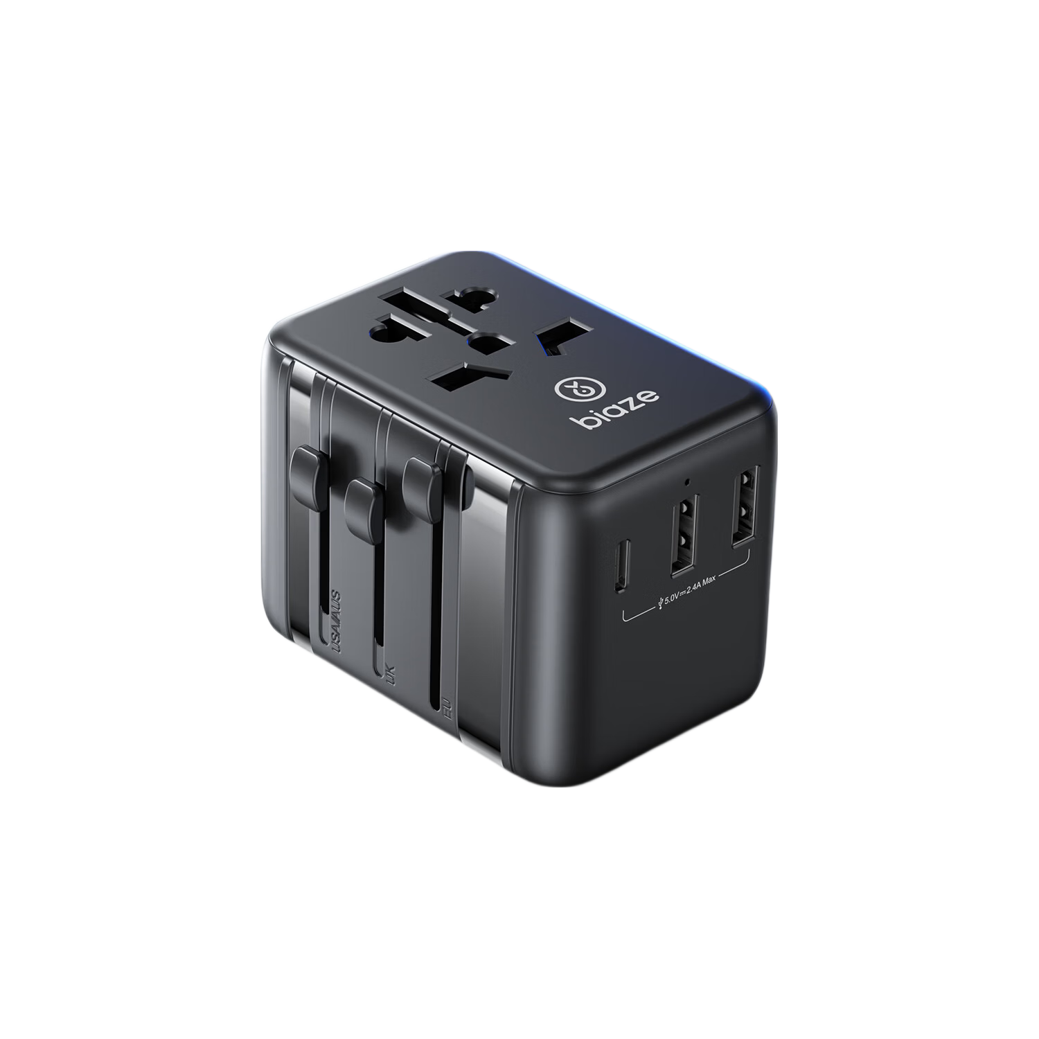 BIAZE Travel Adapter Cube Socket Type-C Fast Charging Multi-Country Certified Overload Protection 2A1C Wireless Multifunction 12W Fast Charge