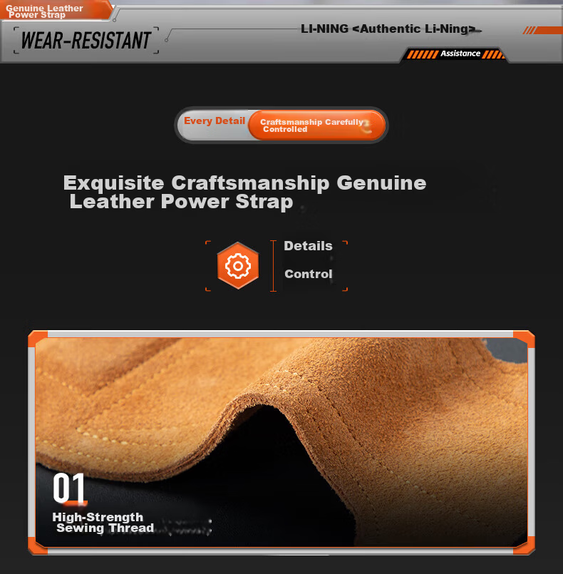 Li-Ning Deadlift Support Straps Fitness Gloves Men Grip Straps Pull-Up Gloves Wrist Wraps Wrist Support Palm Protection 15