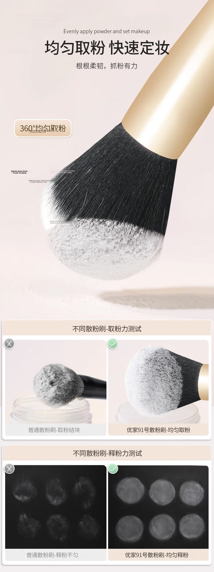 UPLUS Extra Large No.91 Loose Powder Brush Soft Fluffy Blush Setting Contour Makeup Brush Gentle on Skin 8