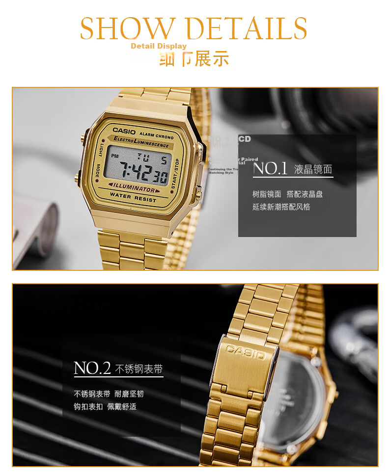 Casio Retro Square Digital Watch for Students, Unisex, A168WERB-2A 7