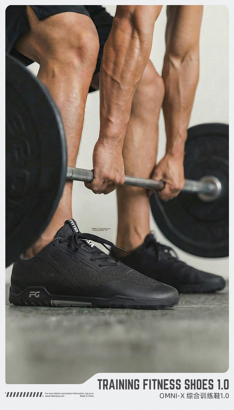 FITTER GEAR Comprehensive Training Shoes Breathable Non-Slip Barefoot Sports Shoes Deadlift Squat Unisex Graphite Black 1
