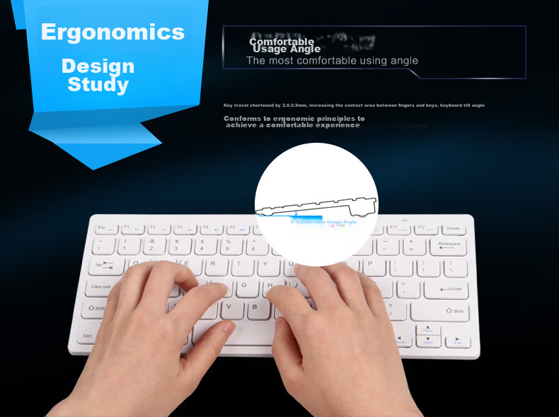B.O.W Hangshi MK610 Wireless Keyboard and Mouse Set Retro Chocolate 79-Key Laptop Office Universal White 6