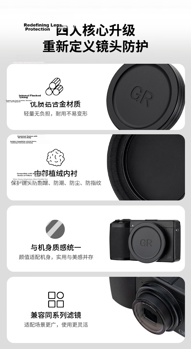JJC Metal Lens Cap for Ricoh GR3X HDF GR3x GR3 GR2 GRIII GRII Camera Lens Protective Cover Accessory (Random New or Old Version) 4