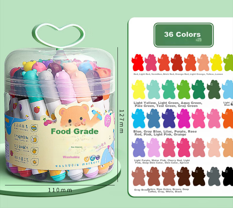 M&G Stationery 36-Color Food-Grade Children's Watercolor Pens with Anti-Shrink Cone Tip for Drawing Toddler Doodle Safe Back-to-School Gift ACP901Z7 12