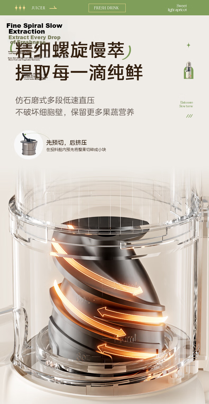 Midea Multi-Functional Juicer Blender with Easy-Clean Design, Small Home Mixer for Rice Paste And Juice, Baby Food Processor with Three Cups MJ-WBL2507C 12