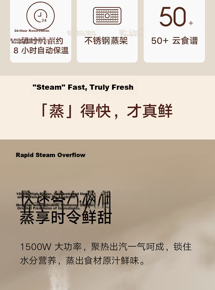 Mijia Xiaomi Smart Multifunctional Electric Steamer Cooker Egg Boiler Household Multi-Purpose All-in-One Machine Steamed Fish Buns Grains Food-Grade Material Double-Layer Large Capacity 12L 3