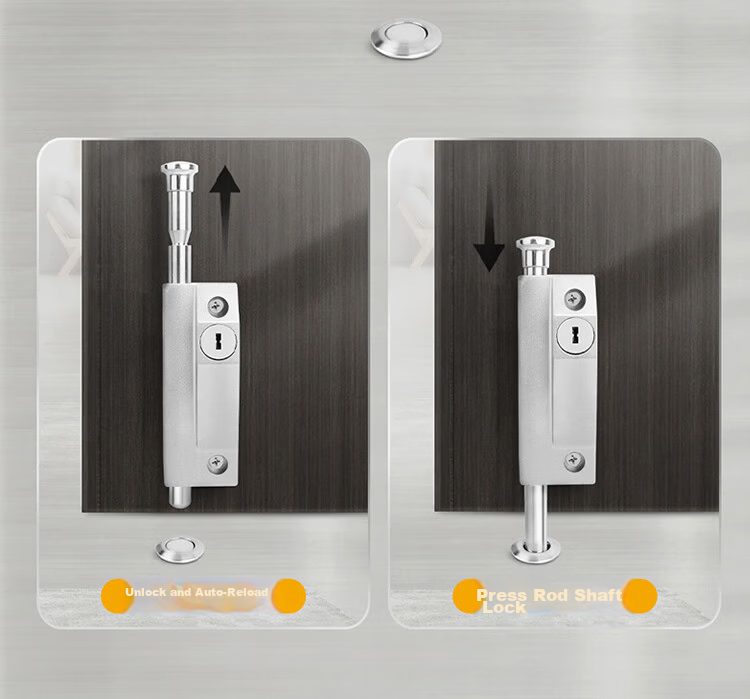 Auburn Floor Bolt Lock Rotating Door Bolt Lock Glass Door Lock Aluminum Alloy Door Bolt Lock 226 Black 3