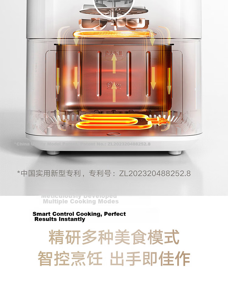 Mijia Xiaomi Air Fryer S1, Home Multi-Functional Electric Fryer And Oven, Dual Mode for Precision And Rapid Baking, Steam Tenderizing And Roasting, Visible No-Flip Design, Metal Interior, 6L Capacity 5