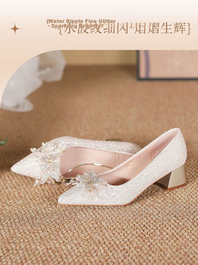 ZHR Valentine's Day Women's High Heels Bride Stiletto Wedding Shoes with Rhinestones and Pearls K312 Red Size 38 6