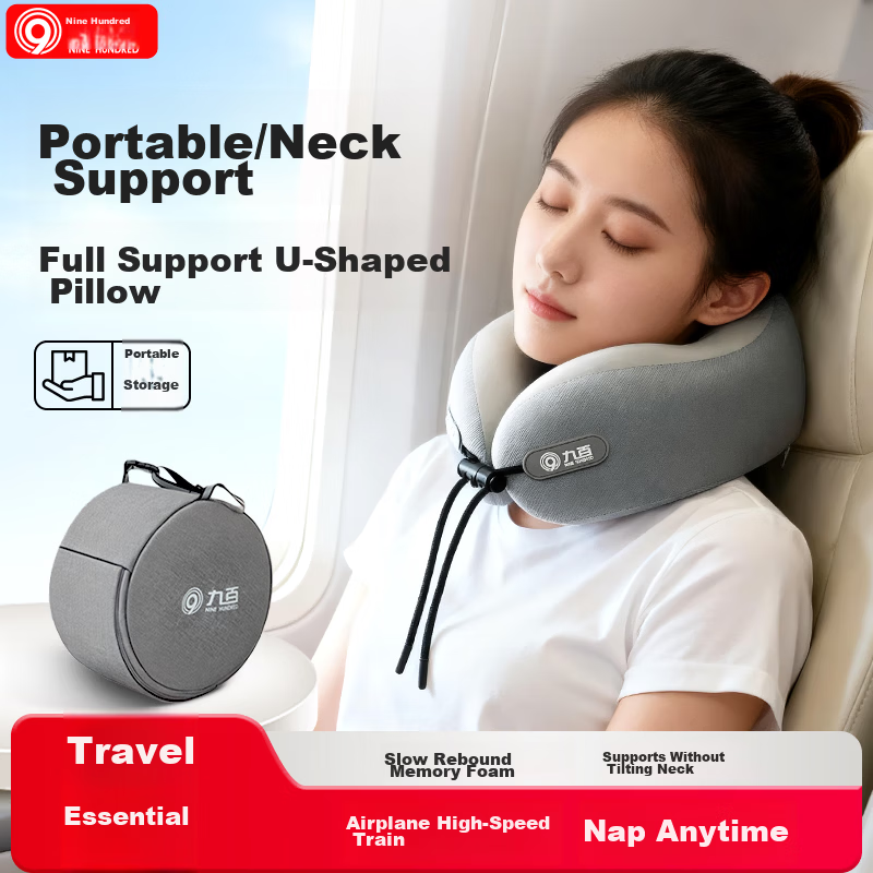 900 U-Shaped Neck Pillow Car Neck Support Portable Travel Headrest for Airplane Driving Office Nap Sleep Cushion