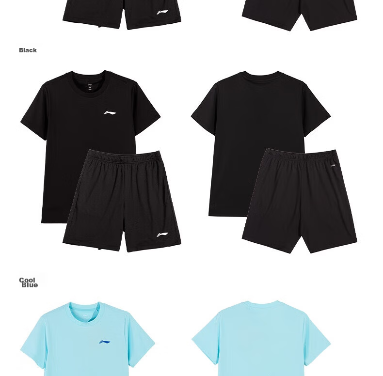 LI-NING Boys' Quick-Dry Summer Sports Set 2026 New Short Sleeve and Shorts Breathable Two-Piece Kids' Outfit 14