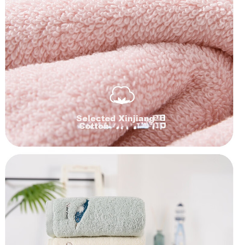 Jinhao A-Class Pure Cotton Face Towels for Children, 100% Cotton Facial Cloths, Women's Towels, Ins Embroidered, Pack of 5 11