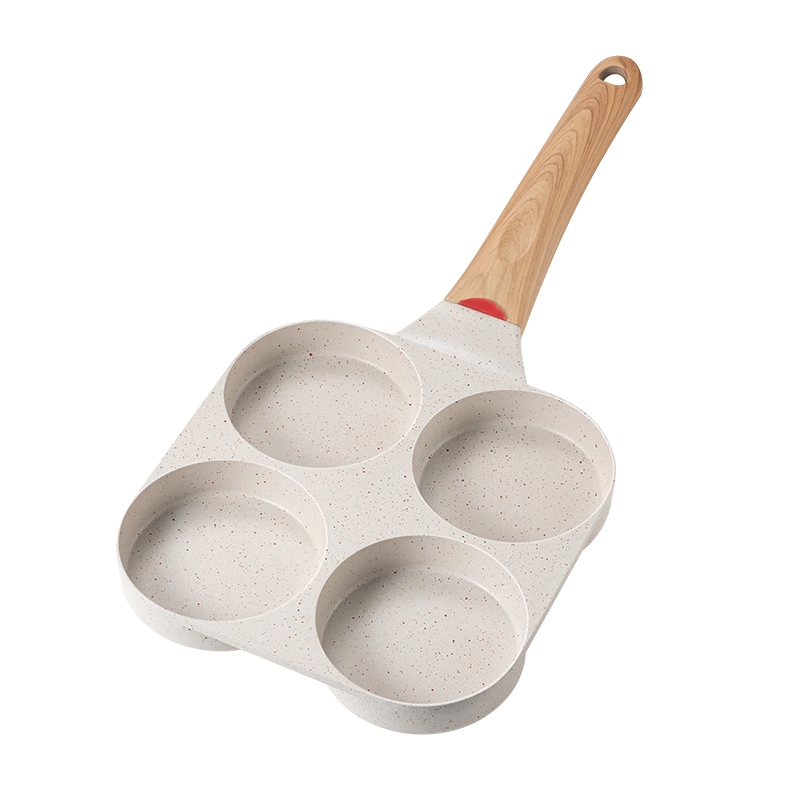 ASD Non-Stick Frying Pan Four-Hole Egg Pan Maifan Stone Color Breakfast Hamburger Pan 18CM Open Flame K6