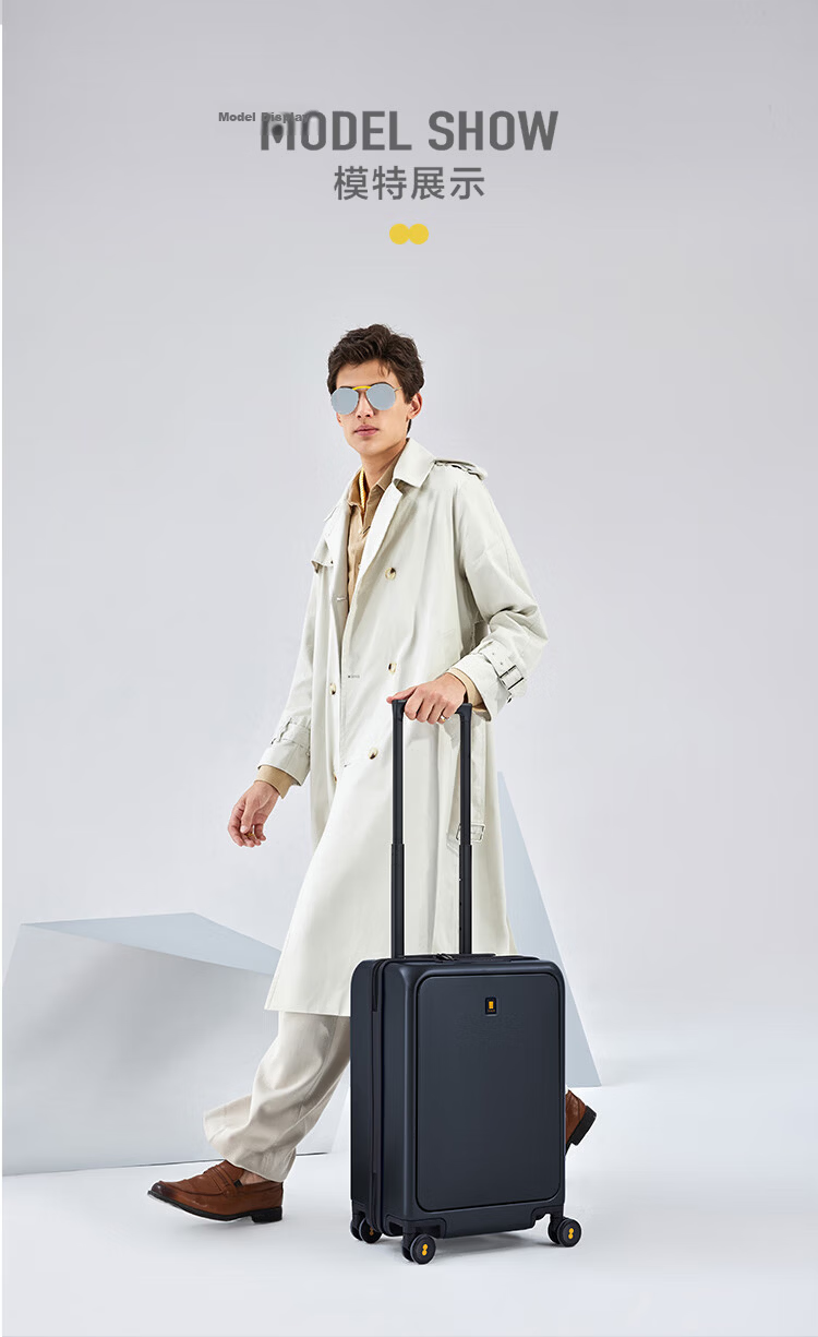 LEVEL8 Suitcase Travel Luggage 20-Inch Business Carry-On with Front Opening, Spinner Wheels And Password Lock for Men And Women, Blue 11