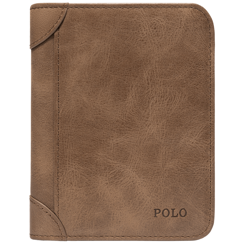 POLO Men's Top Layer Leather Wallet Multi-card Holder Card Holder Multi-function ID Card Holder Gift Box Birthday Gift for Boyfriend