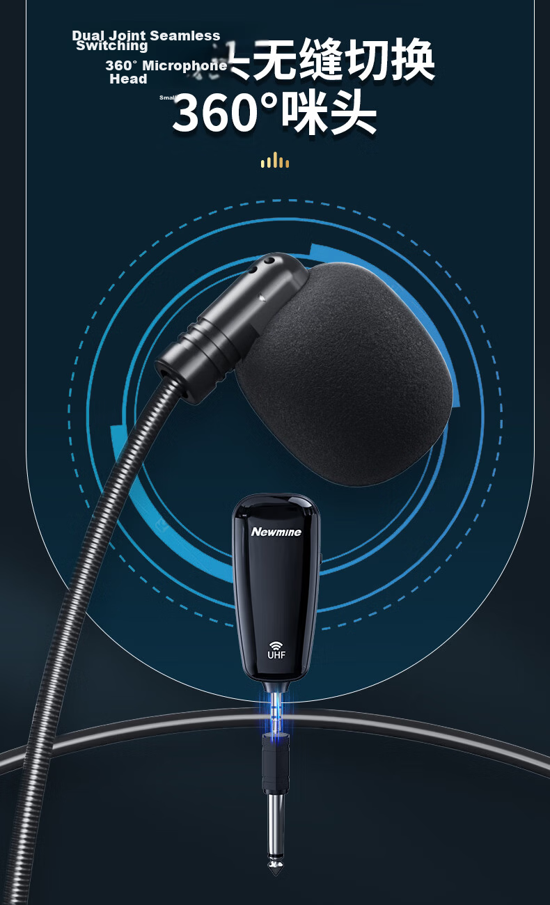 Newmine MU02 Wireless Microphone for Teaching, Online Classes, Tour Guide Use, Headset Microphone, Live Streaming, Short Video Recording, Outdoor Performance, Amplifier, Speaker, And Sound Pickup 8