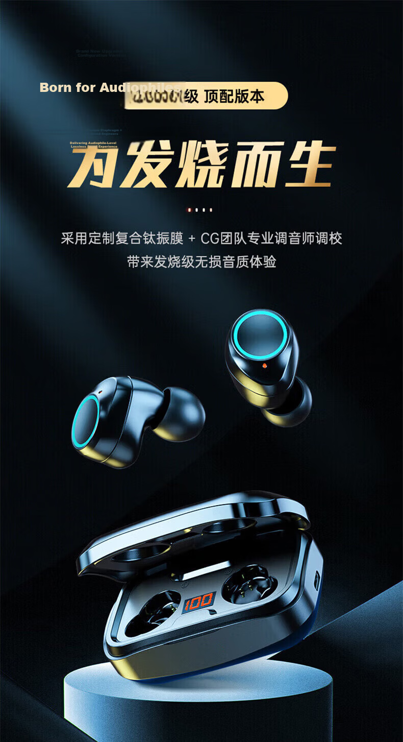 Chuangu Bluetooth Wireless Sports Running In-Ear Earphones Noise Cancelling Waterproof Invisible Mini Gaming Low Latency Long Battery Life High Sound Quality Compatible with Android 3