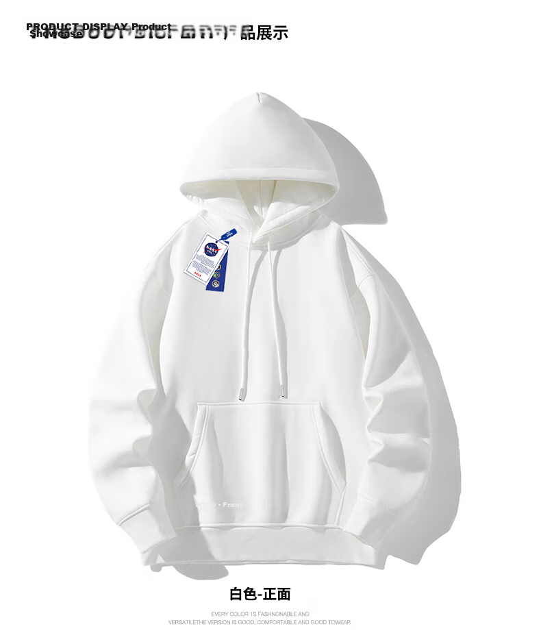 NASA GISS Hooded Sweatshirt for Men, Solid Color Basic Style Top, Couple's Versatile Long-Sleeve T-Shirt, Gray Hooded Regular Fit, Size M 15