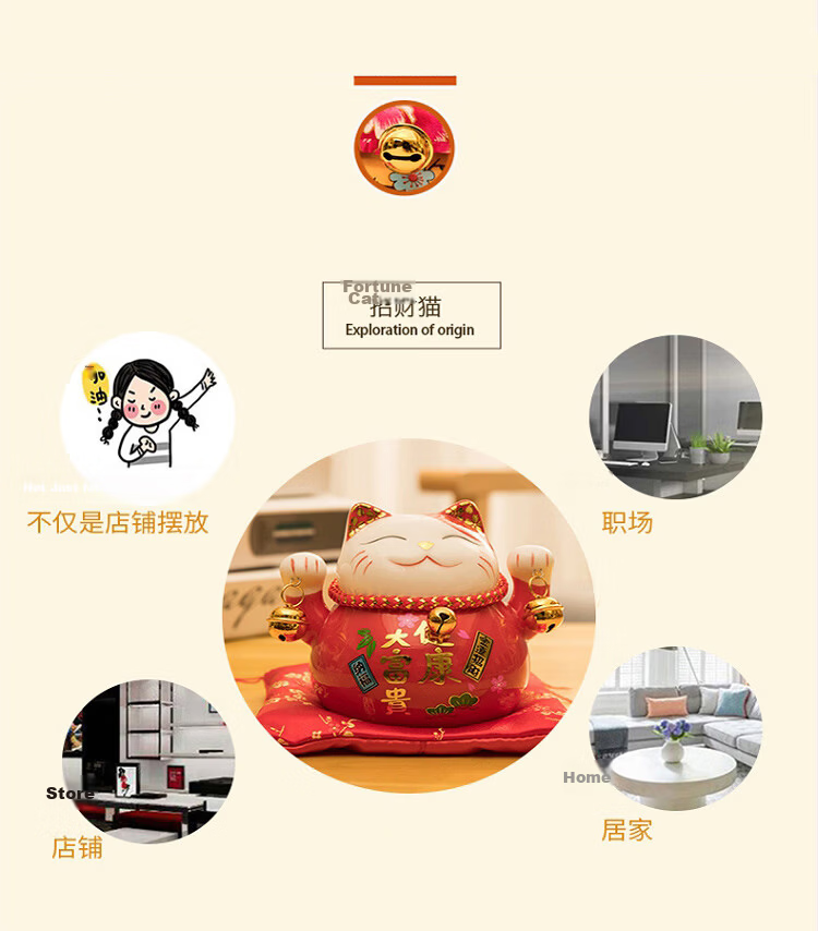Bangu Mountain Ceramic Lucky Cat Figurine Coin Bank Home Creative Handicraft Gift Birthday Christmas 3