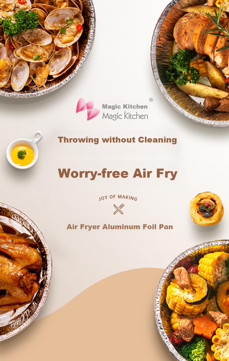 Mohuanchufang Air Fryer Aluminum Foil Pans, 20cm Round, 15 Pieces, for Oven Use, Camping BBQ Tool 1