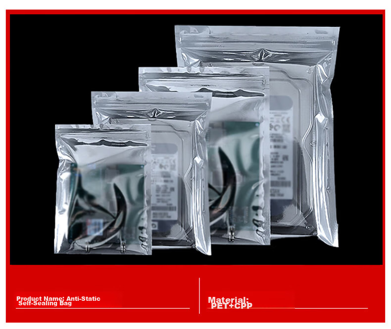 Junwen Anti-Static Resealable Shielding Bags Hard Drive Motherboard Chip Sealing Bags Graphics Card Packaging Bags 10x16cm (100pcs) 3