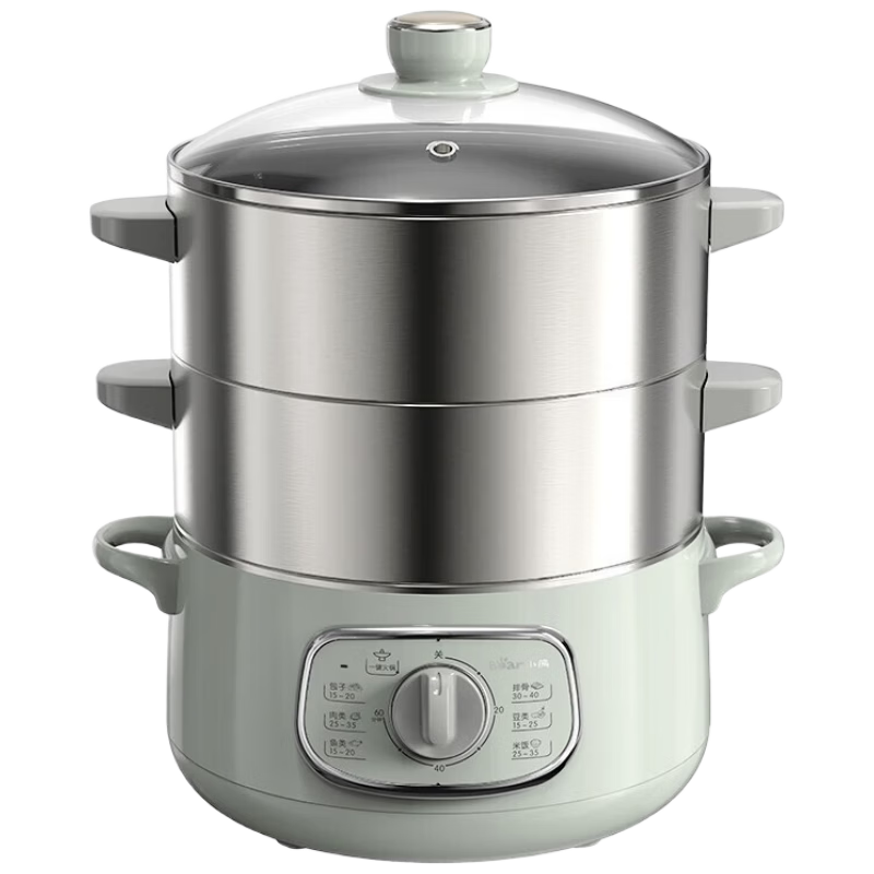 Bear Electric Steamer Stainless Steel Three-Layer Multi-Function Electric Cooker with Timer, Detachable Large Capacity Hot Pot and Automatic Power-Off Steamer DZG-D80G5