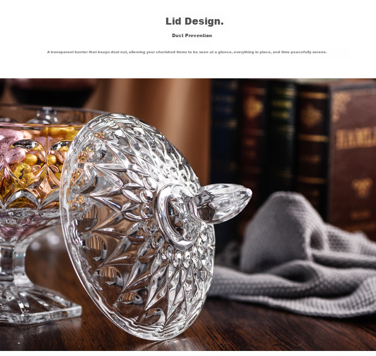 Green Apple Mid-Autumn National Day European Style Glass Candy Jar Storage Jar Fruit Plate Fruit Bowl 6.3 Inch 7