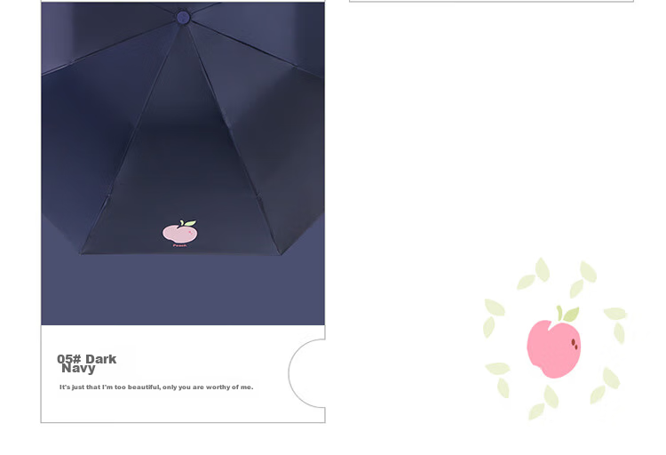 Paradise Umbrella UV Protection Five-Fold Compact Portable Fruit Pattern Folding Sturdy Dual-Use Rain and Sun Umbrella for Women Cheese Color 16