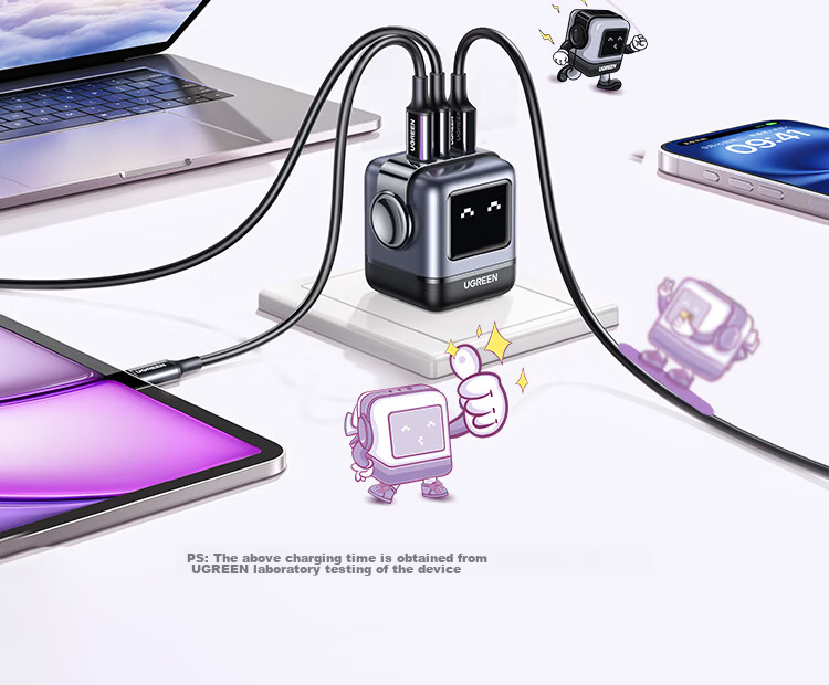 UGREEN Qpai Robot 30W GaN Charger PD 20W Fast Charging Adapter for Apple iPhone 18 Pro Max/17 Ultra/16 iPhone iPad Type-C 9