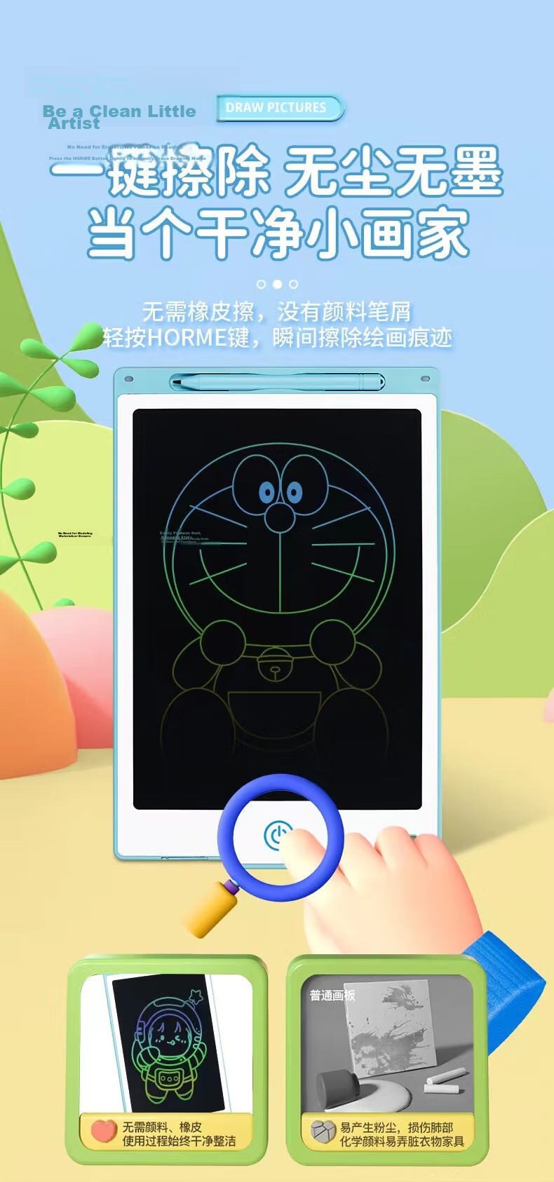 Shangmeibeibei Children's Drawing Tablet, LCD Writing Pad, Colorful Drawing And Doodling Board, Erasable Electronic Toy, Birthday Gift for Kids 6
