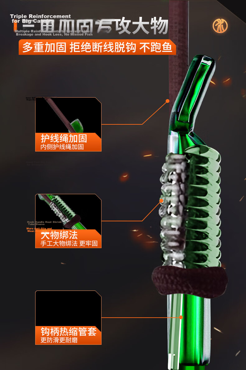 SIMAGO Ximando Large Fish Monofilament Double Hook Ready-made Line for Big Fish, Grass Carp, Ise Ni Crooked Mouth Barbless Giant Fish Line, Size 5.0# Hook 8# 2