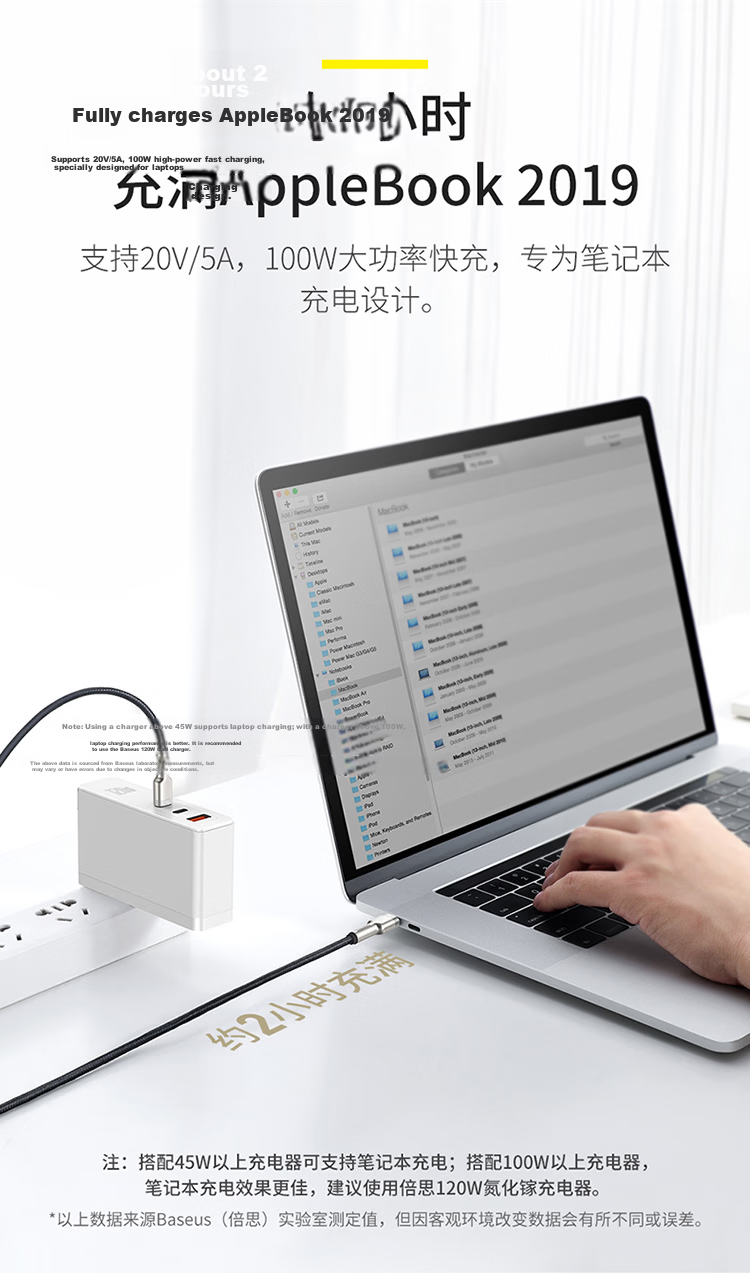 Baseus Dual-Head Type-C Data Cable, 100W Fast Charging Cable, CtoC Charging Cord, Car Charger 5A, Suitable for Apple 15/16 IPad Pro, MacBook Laptops, Huawei Phones, 2 Meters White 3