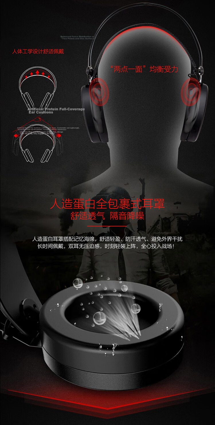 Lenovo Savior Thunder Y480 Wired Gaming Headset, Over-Ear Professional E-Sports Headphones with Microphone, USB Headphones in Black, for Playing Black Myth: Wukong And Triangular Battle Royale 4