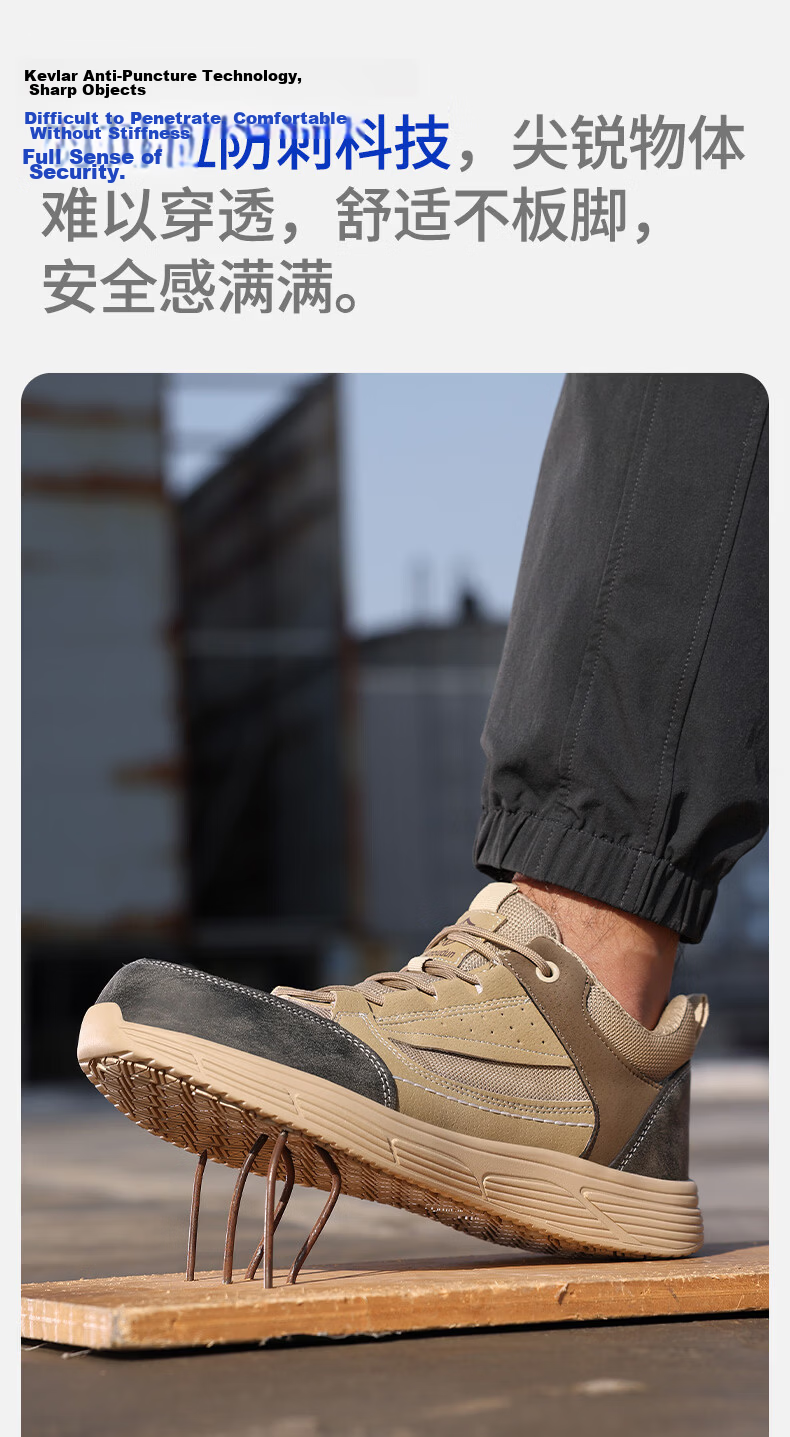 Blue Owl Shield Men's Summer Breathable Lightweight Soft Sole Anti-Smash Steel Toe Anti-Puncture Safety Work Shoes DL272 Size 42 12