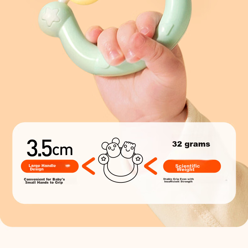 Auby Infant Baby Rattle Teether Toy for Newborns 0-1 Year Chewable Grasping Training Full Moon Gift 17