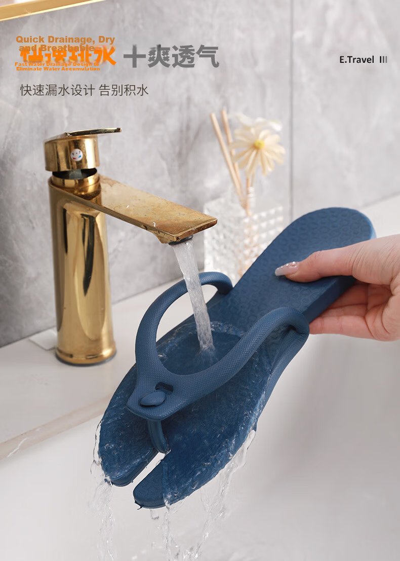 Etravel Foldable Travel Slippers Lightweight Non-Slip Portable Flip Flops Beach Bathroom Sandals for Men and Women Navy XL 8