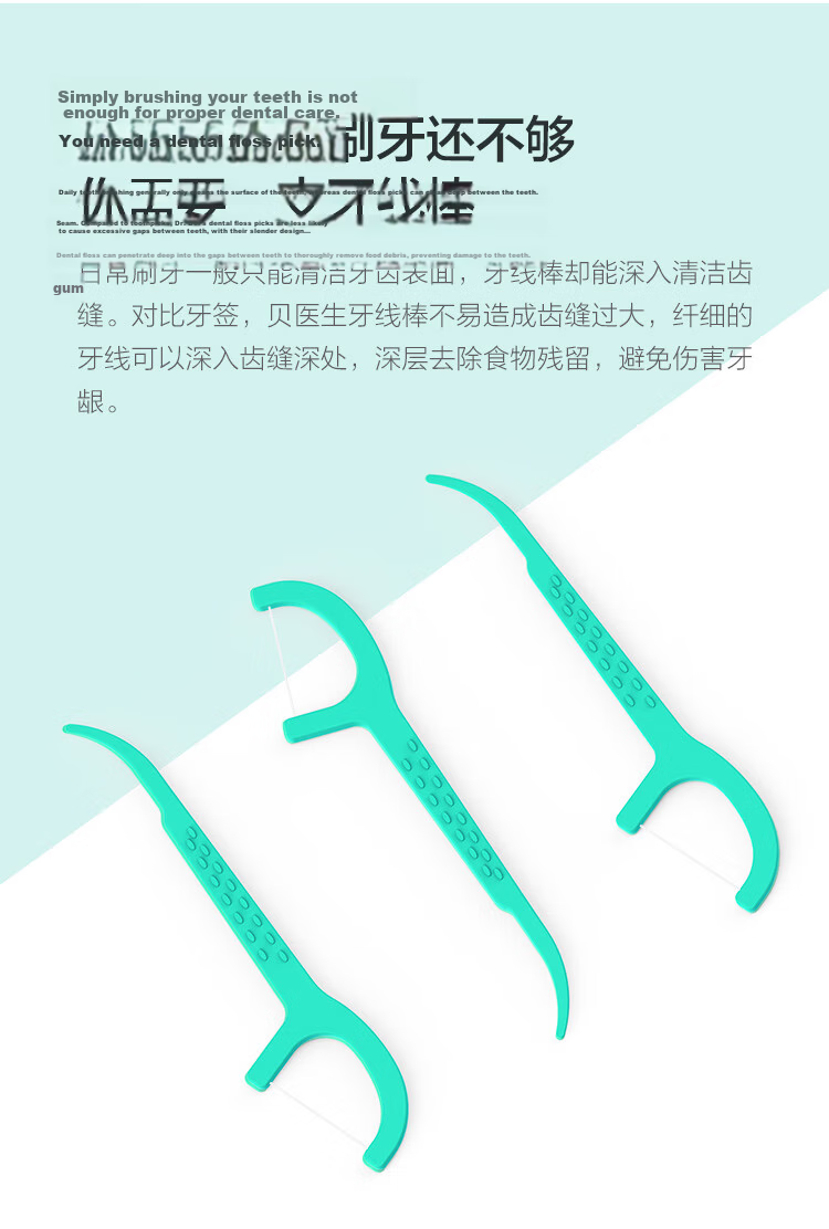 Dr. Bei Dental Floss Picks Ultra-fine High Tensile Strength Toothpicks Portable Family Pack 50pcs x 3 Boxes 2