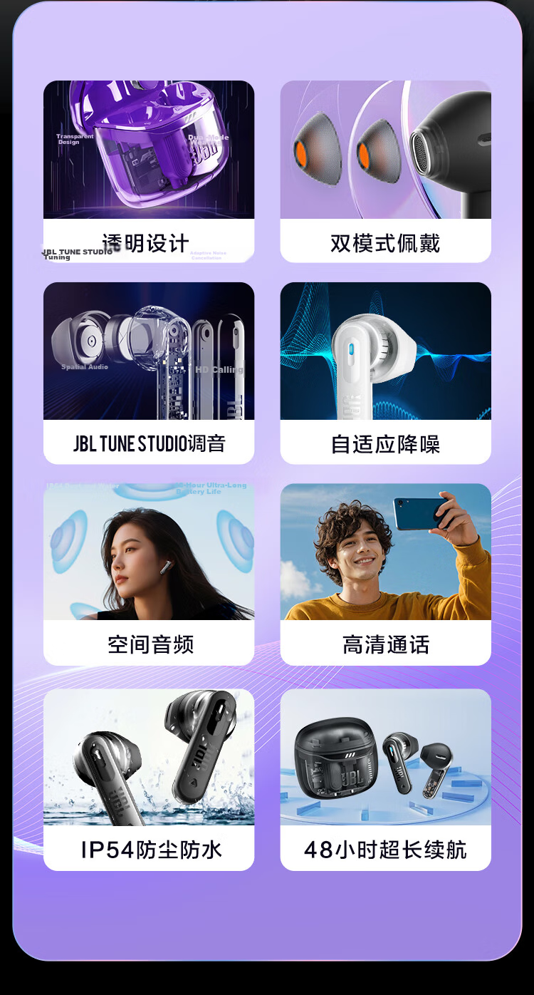 JBL TUNE FLEX2 Active Noise Cancelling True Wireless Bluetooth Earphones, Gaming In-Ear Semi-In Crystal Bean Upgrade, Gift for Men And Women, White 3