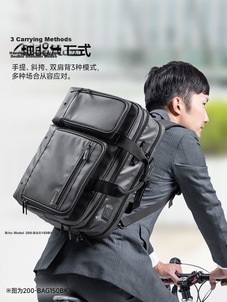 SANWA 15.6-Inch Large Capacity Laptop Bag, Handheld Water-Resistant Backpack, Multifunctional Shoulder Crossbody Bag, 28L 6