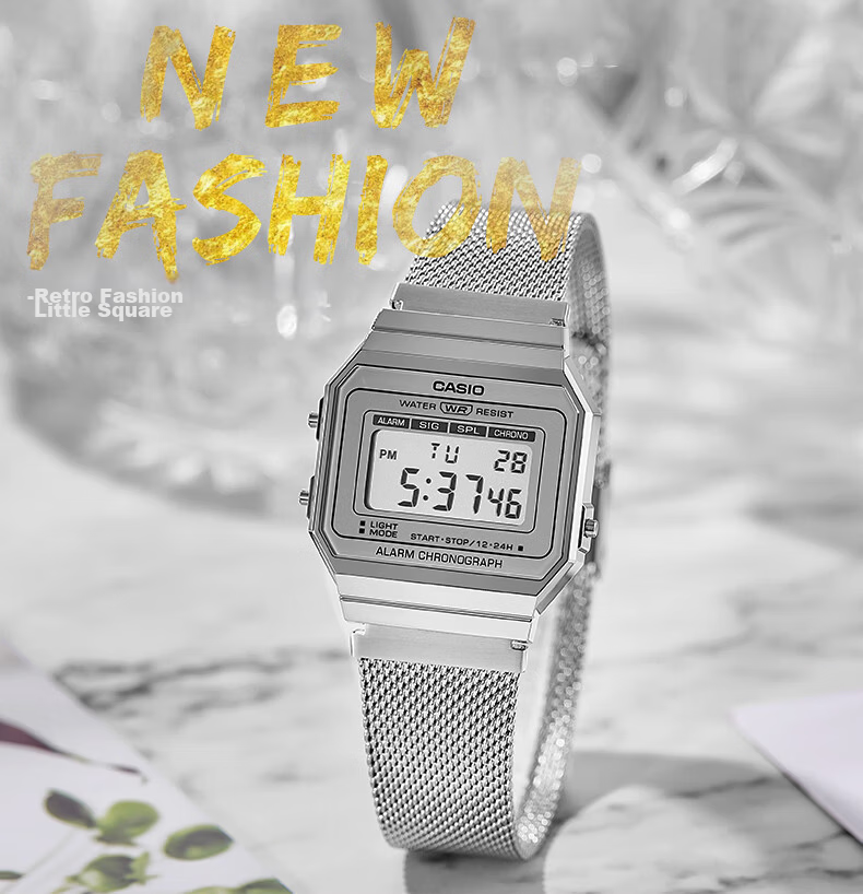 Casio Retro Square Digital Watch for Students, Unisex, A168WERB-2A 32
