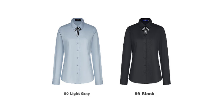 G2000 Women's 2026 Spring Summer Wrinkle-Resistant Non-Iron Long Sleeve Shirt with Bow Tie, Mall Edition 15