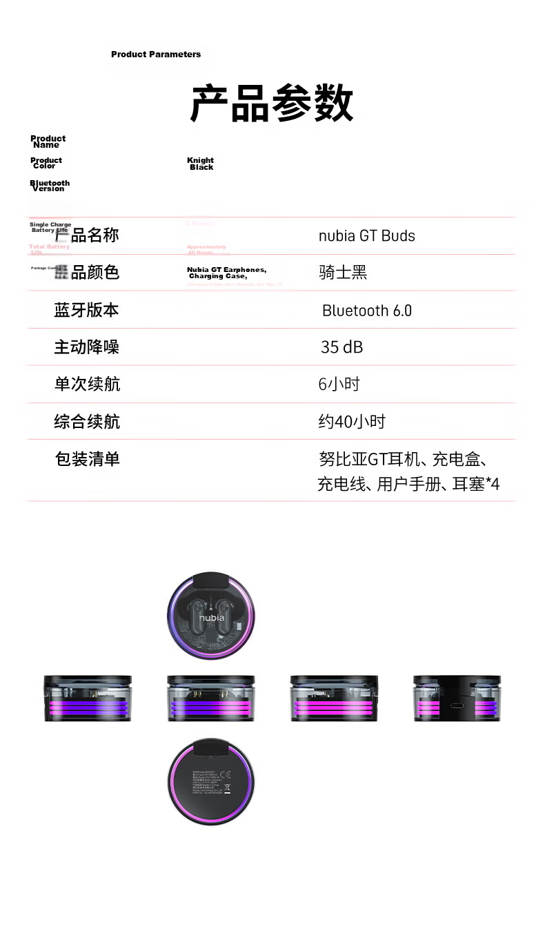 Nubia True Wireless Noise Cancelling In-Ear ANC Bluetooth Earbuds GT Buds Wireless Headphones for Apple iPhone 17 Huawei Xiaomi OPPO Music Gaming Sports 11