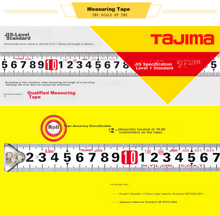 TAJIMA 5-Meter Steel Tape Measure, Box Ruler, Meter Ruler, Carpenter's Ruler, Metric, 16mm Wide, 1001-0287 5