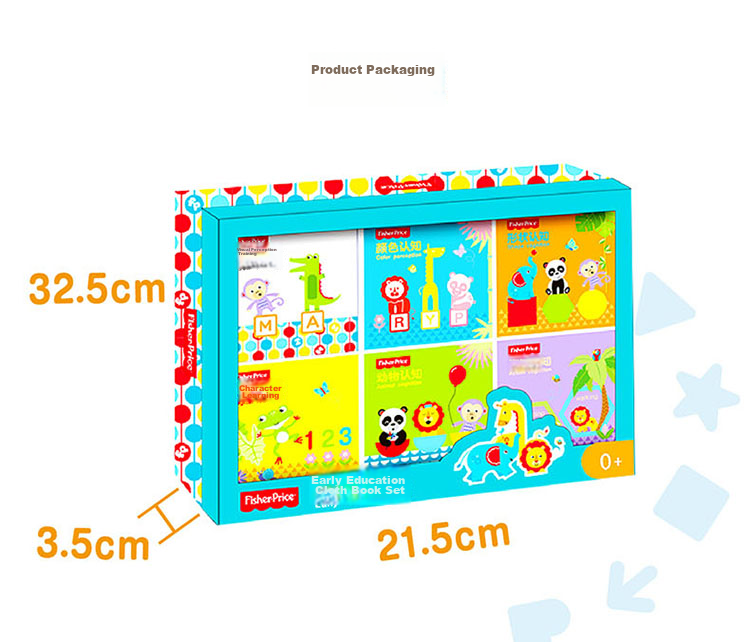 Fisher-Price Baby Cloth Book Set 6pcs Infant Toddler Early Education Toys Numbers Shapes Enlightenment Birthday Gift 19