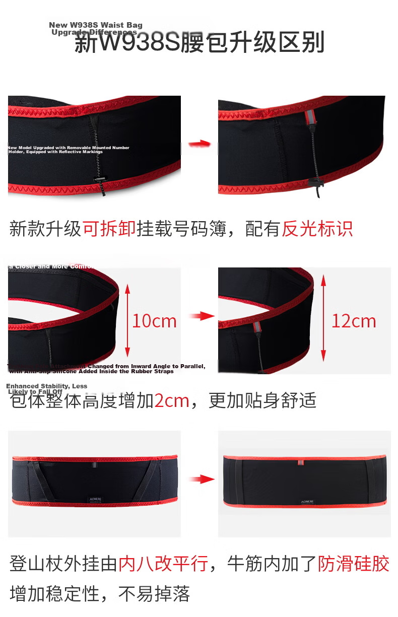 AONIJIE Sports Waist Pack for Men And Women, Running Outdoor Fitness Hiking Multifunctional Belt Marathon Gear Phone Pouch M/L 9