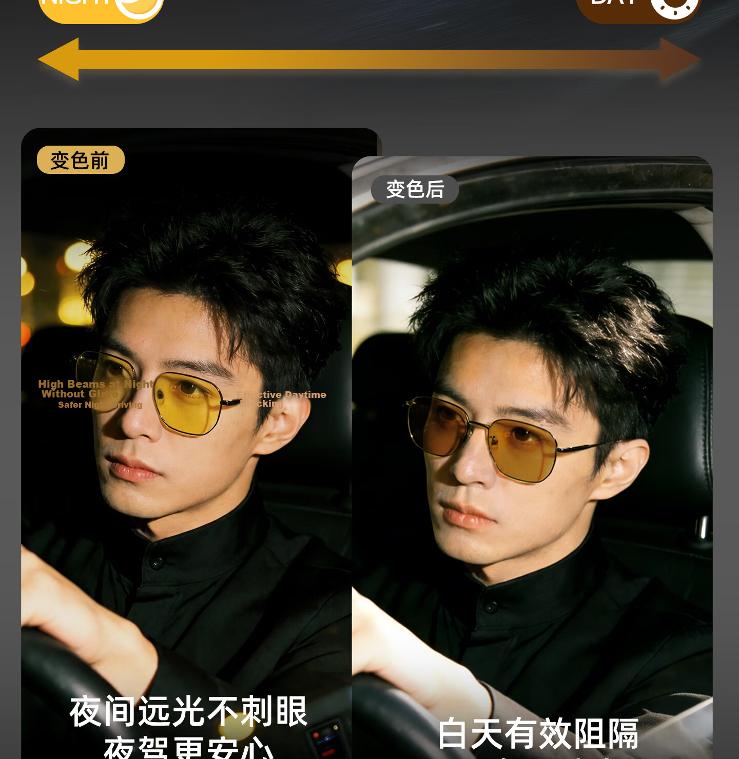 CAPONI Ultra-Light Frameless Night Vision Glasses Unisex Photochromic Polarized Sunglasses Day and Night Dual-Use Driving Anti-Glare 20
