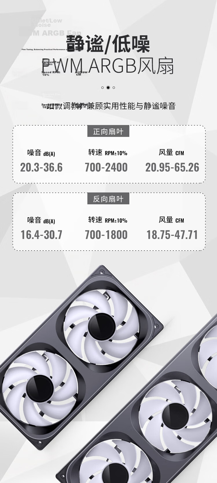 JONSBO ZB-240W ARGB Version White, 12CM*2 Case Fans (Axial Fan/All-Side Integrated Mirror Effect/2-In PWM Male And Female Headers) 8