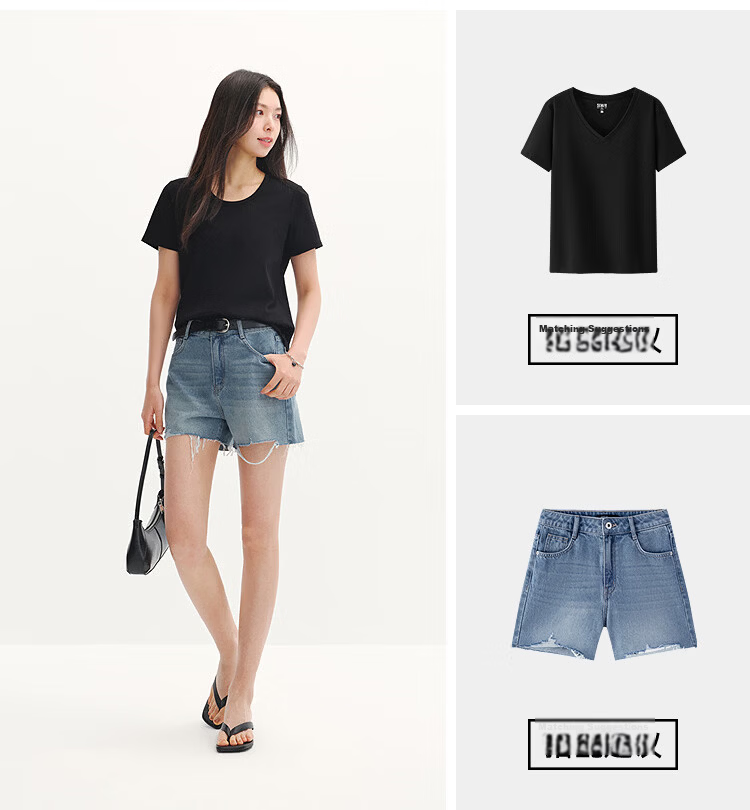 Semir Women's Short Sleeve T-Shirt 26 Summer Slim Fit U-Neck Loose Fit Round Neck Base Shirt 109326100001 26