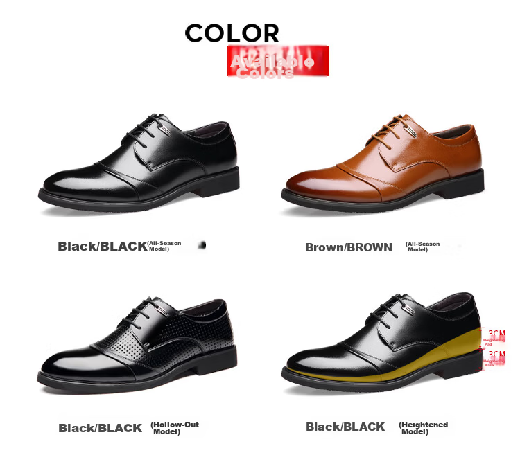 CARTELO Men's Leather Business Formal Shoes, Height-Increasing Men's Shoes for Autumn And Winter, Warm Footwear 2513, Black Height-Increasing Style, Size 39 5