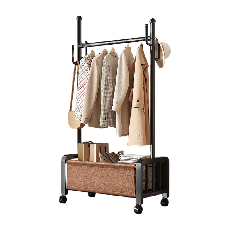 Hakkai Bird Floor Clothes Drying Rack Home Bedroom Garment Rack Mobile with Wheels Indoor Storage Coat Rack